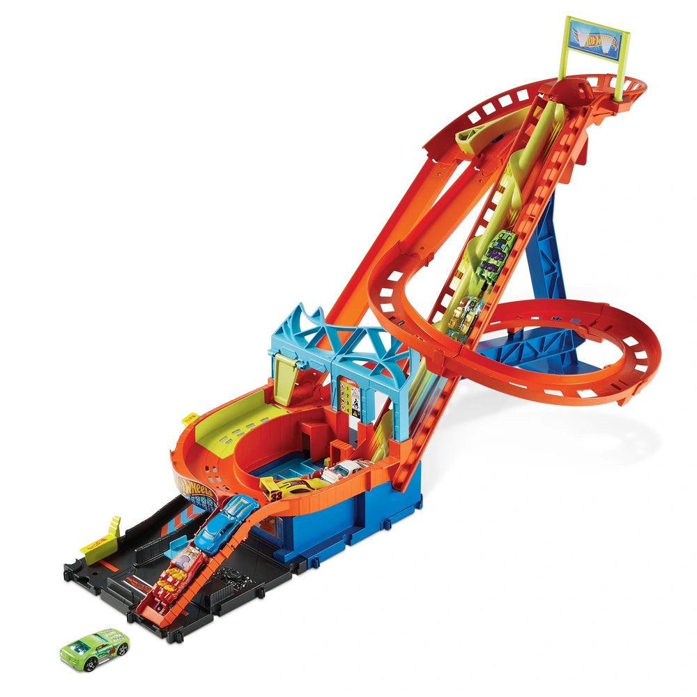 Hot Wheels - Circuit Rallye des Montagnes Russes avec 5 Véhicules
