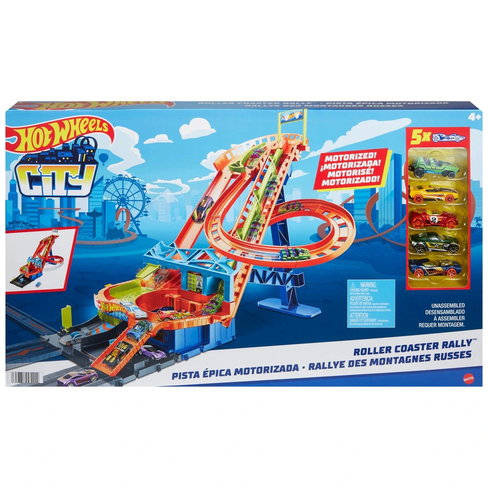 Hot Wheels - Circuit Rallye des Montagnes Russes avec 5 Véhicules