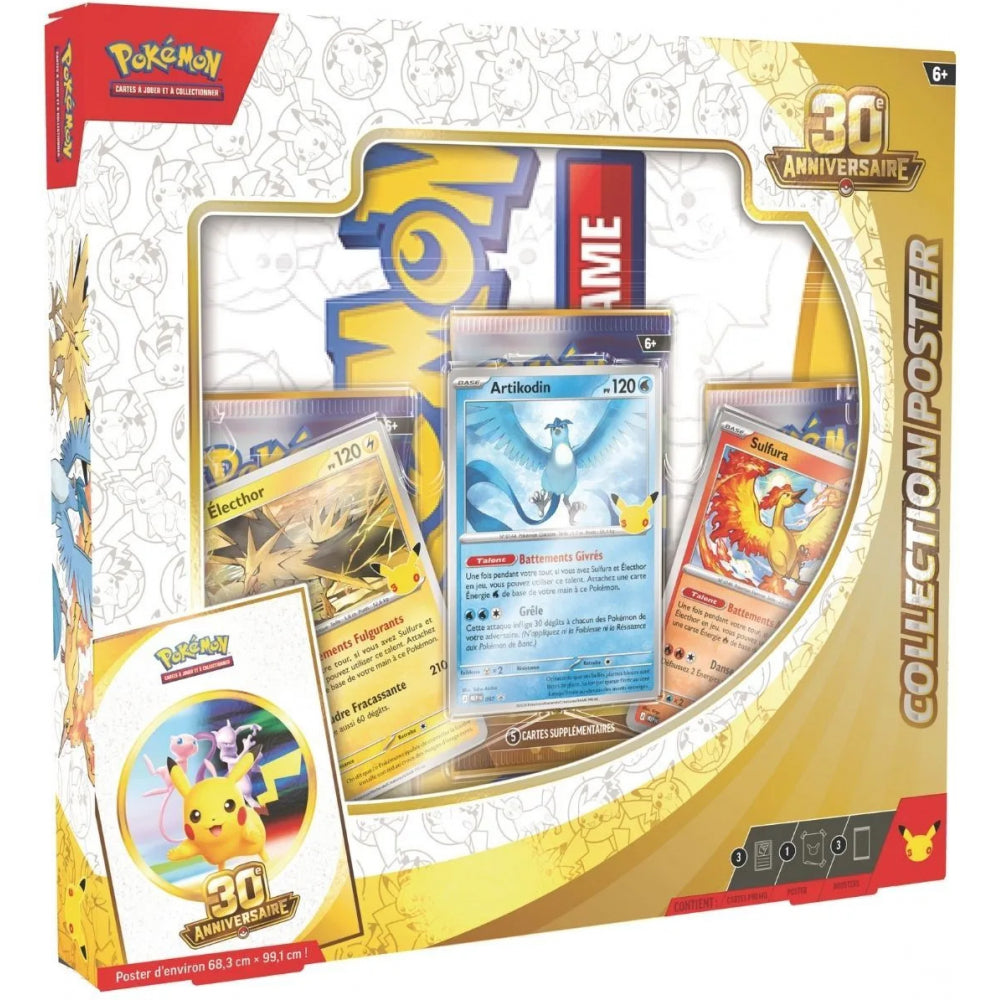 (Scellé) Jeu de Cartes Pokémon - Coffret 3 Boosters - 30e Anniversaire : Sulfura, Artikodin, Électhor [FR]