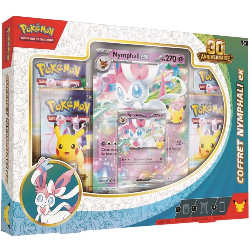 (Scellé) Jeu de Cartes  Pokémon - Coffret 4 Boosters - 30e Anniversaire : Nymphali EX [FR]