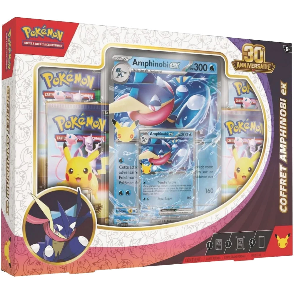 (Scellé) Jeu de Cartes Pokémon - Coffret 4 Boosters - 30e Anniversaire : Amphinobi EX [FR]